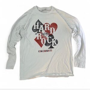 Hard Rock Cafe Cincinnati Graphic Long Sleeve Tee - White and Red